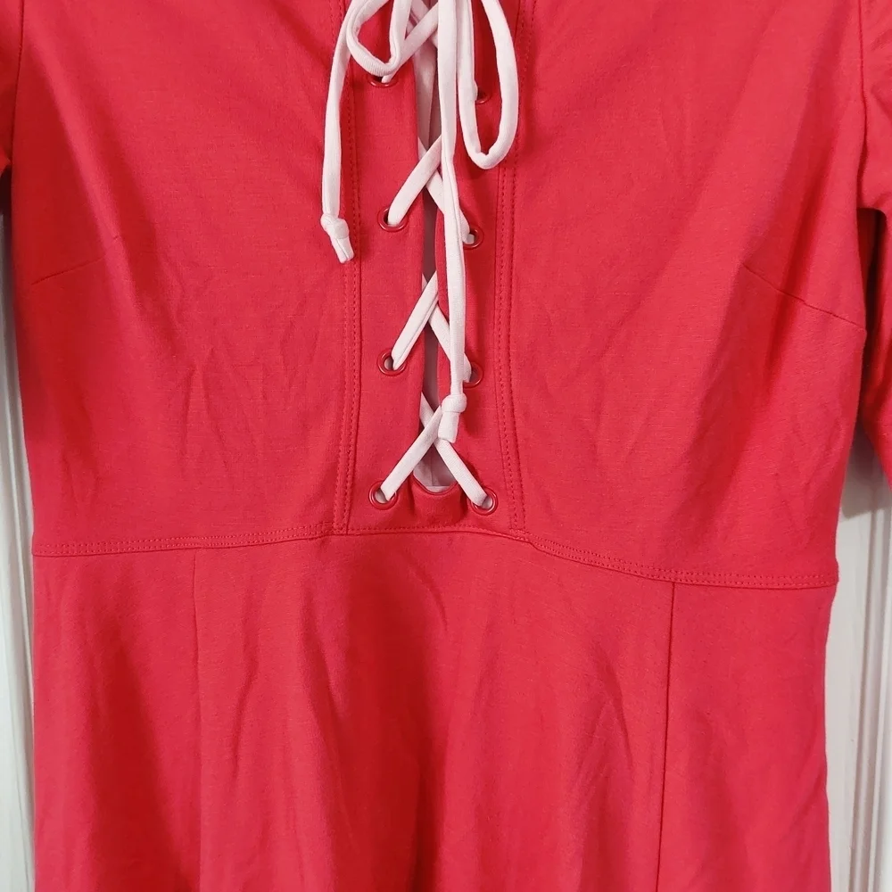 Maeve Pink Lace-Up Midi Dress